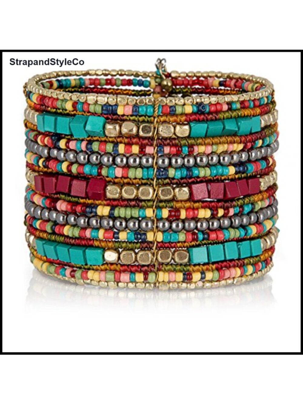 Adjustable Stackable Beaded Cuff Bracelet Boho Chic Summer Jewelry